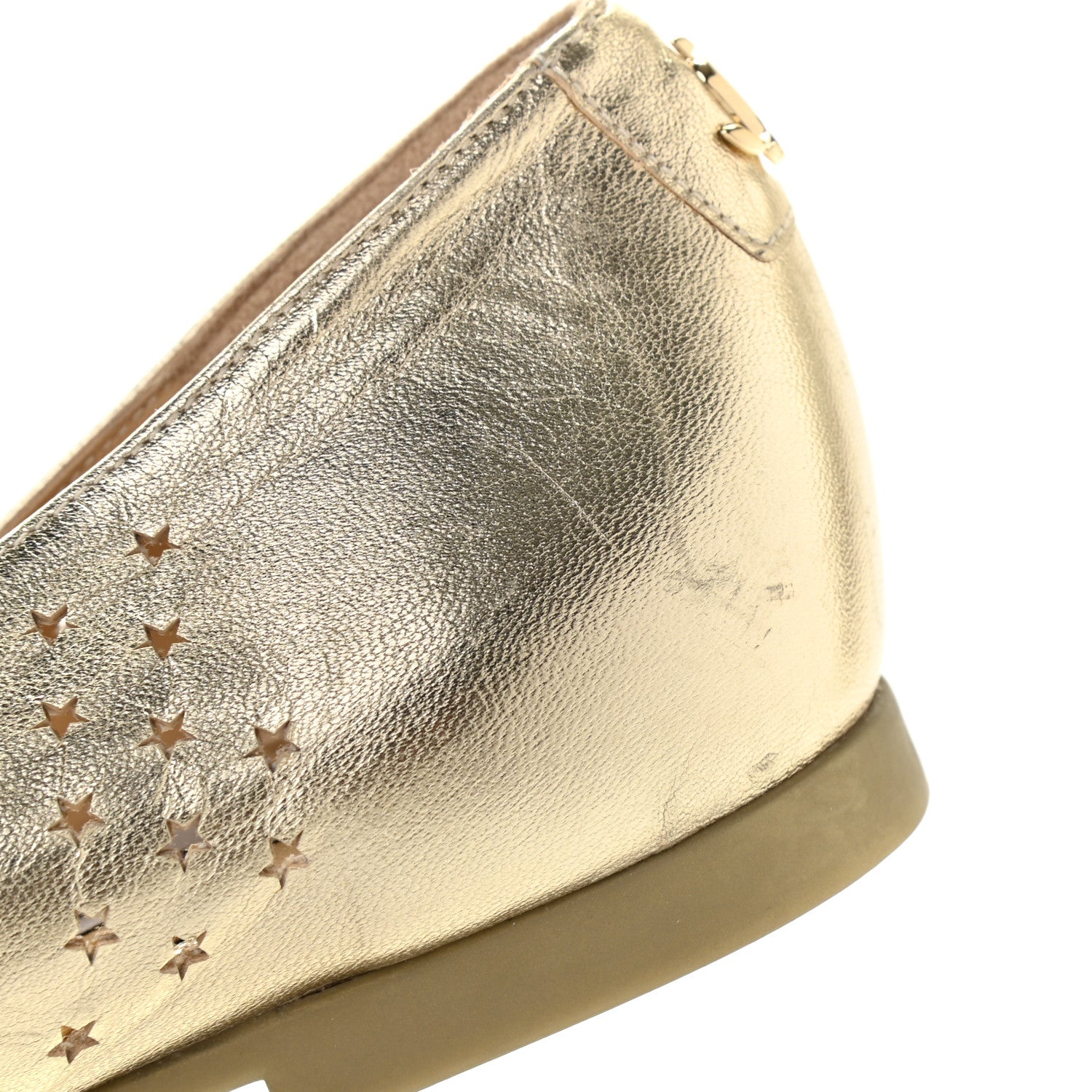 Jimmy Choo Metallic Nappa Perforated Star Modell Flats 37 Champagne 8 of 15