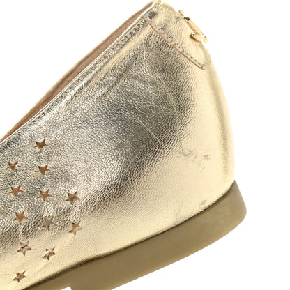 Jimmy Choo Metallic Nappa Perforated Star Modell Flats 37 Champagne 8 of 15