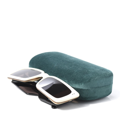 Gucci Acetate Rectangular Flap GG0543S Sunglasses White Black 8 of 8