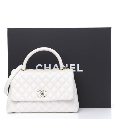 Chanel Iridescent Caviar Quilted Small Coco Handle Flap White 11 of 11