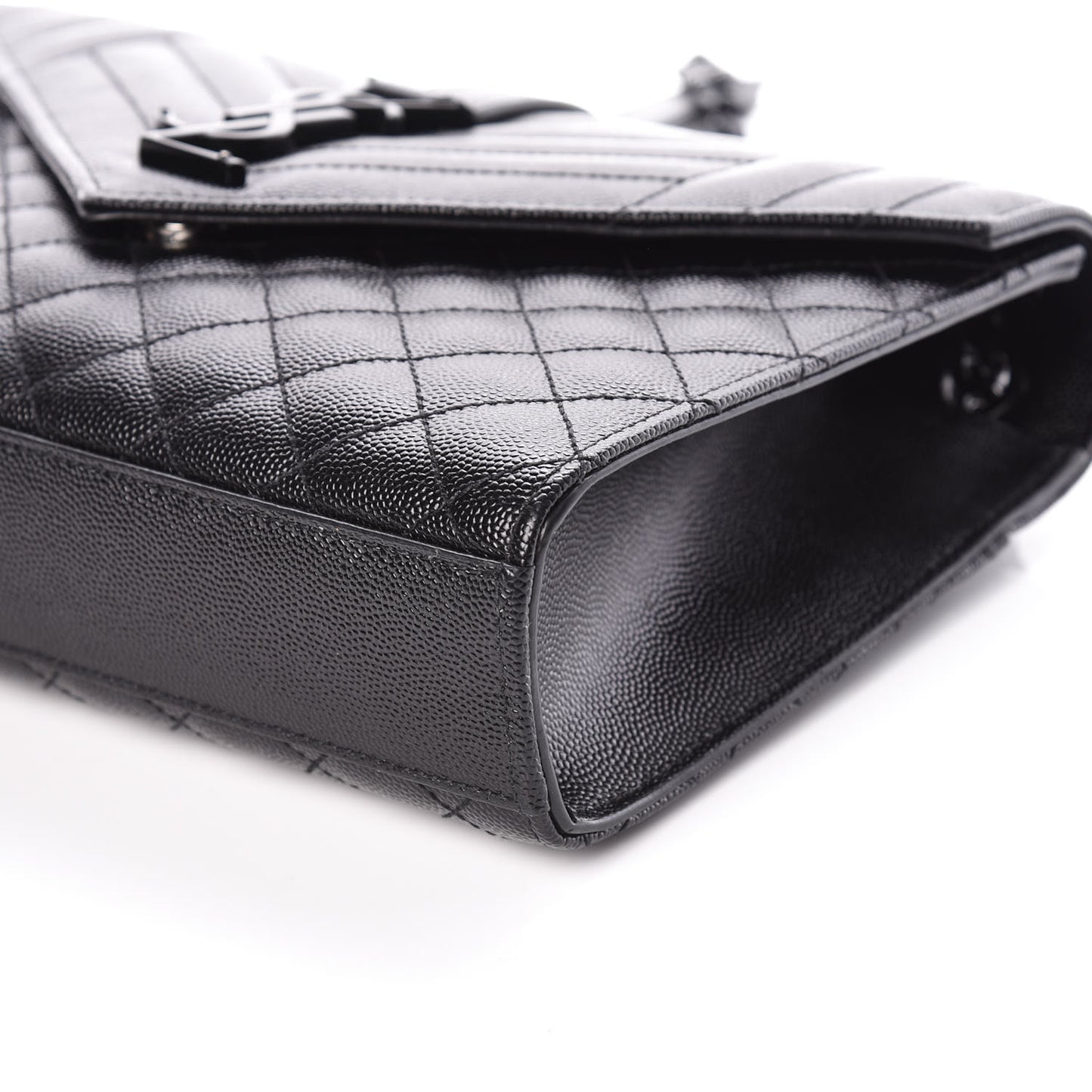 Grain De Poudre Textured Mixed Matelasse Triquilt Medium Monogram Satchel Black