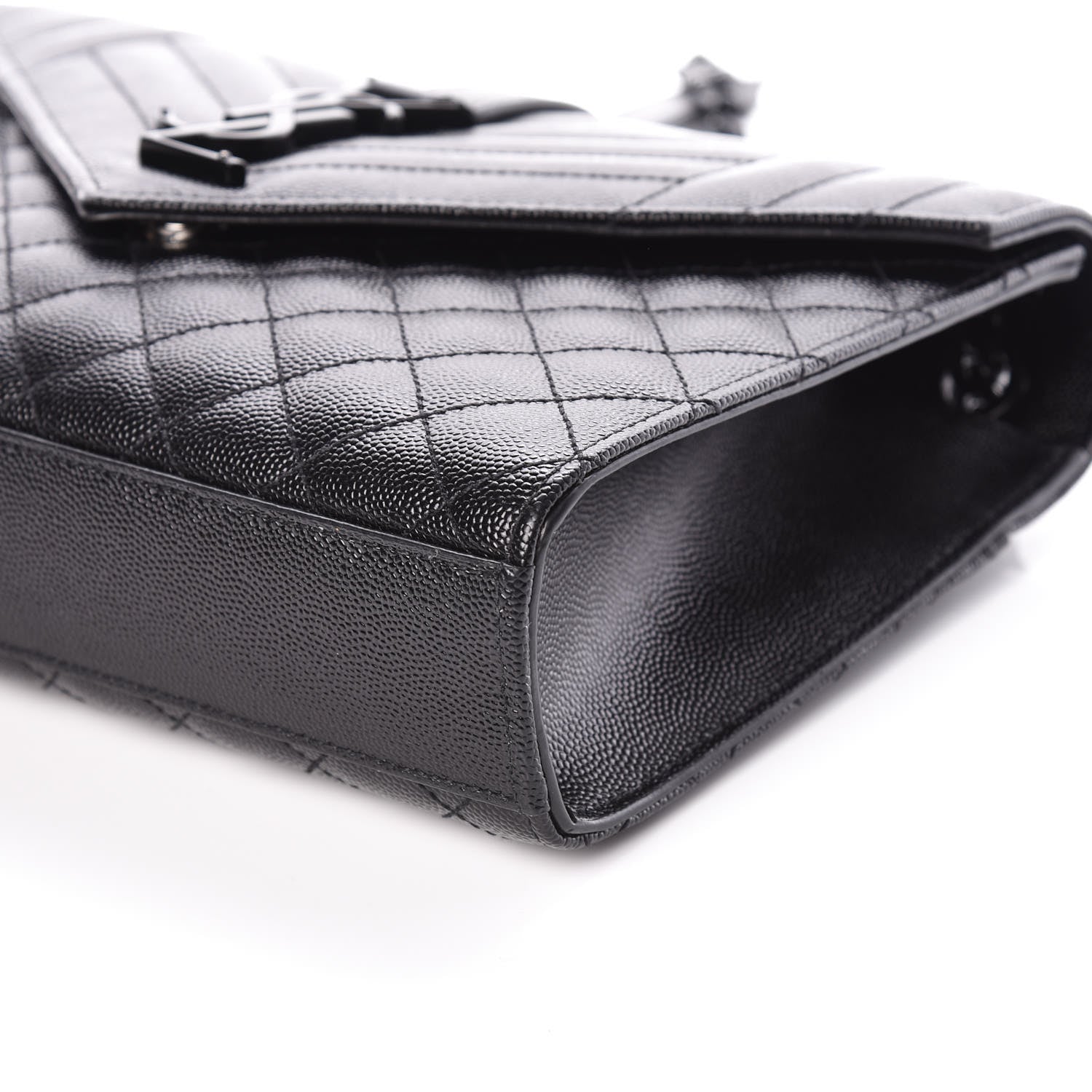 Saint Laurent Grain De Poudre Textured Mixed Matelasse Triquilt Medium Monogram Satchel Black 6 of 9