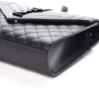 Saint Laurent Grain De Poudre Textured Mixed Matelasse Triquilt Medium Monogram Satchel Black 6 of 9