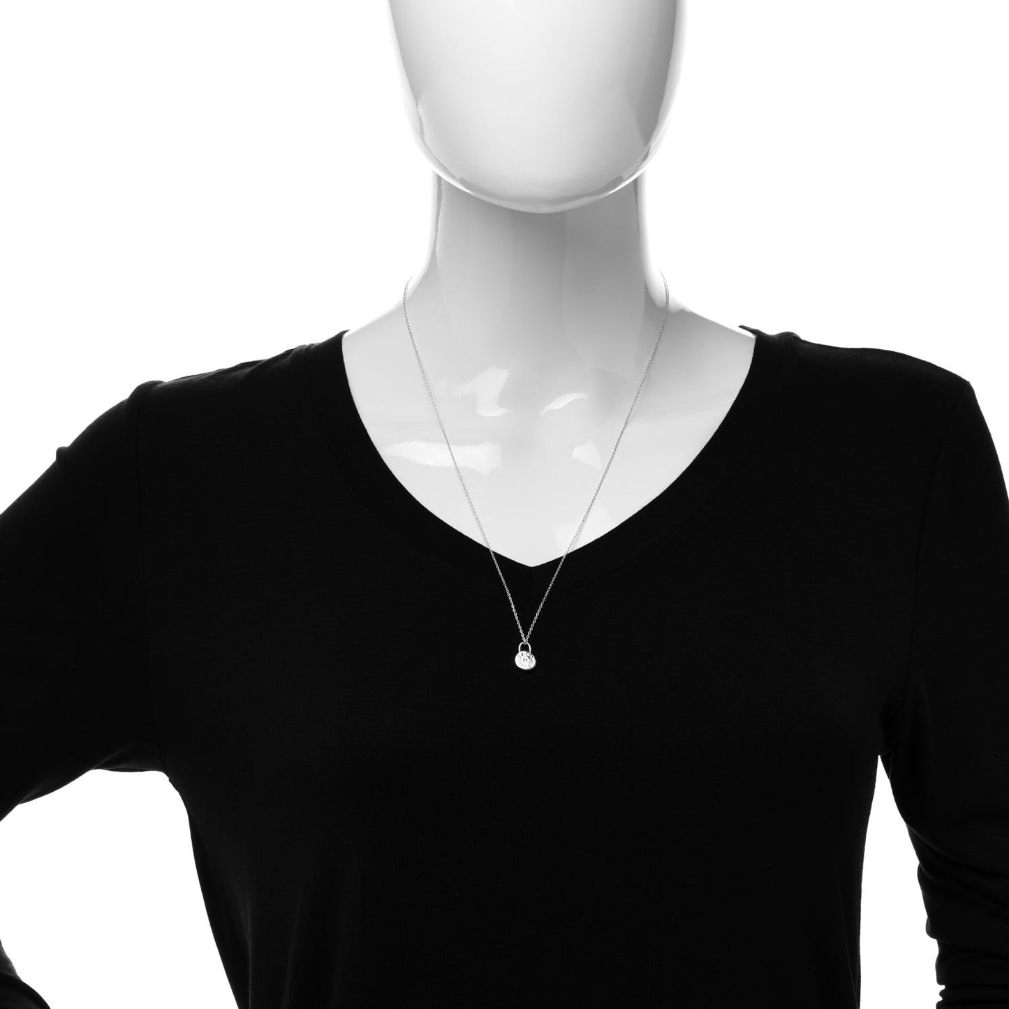 Sterling Silver Diamond 1837 Circle Lock Necklace