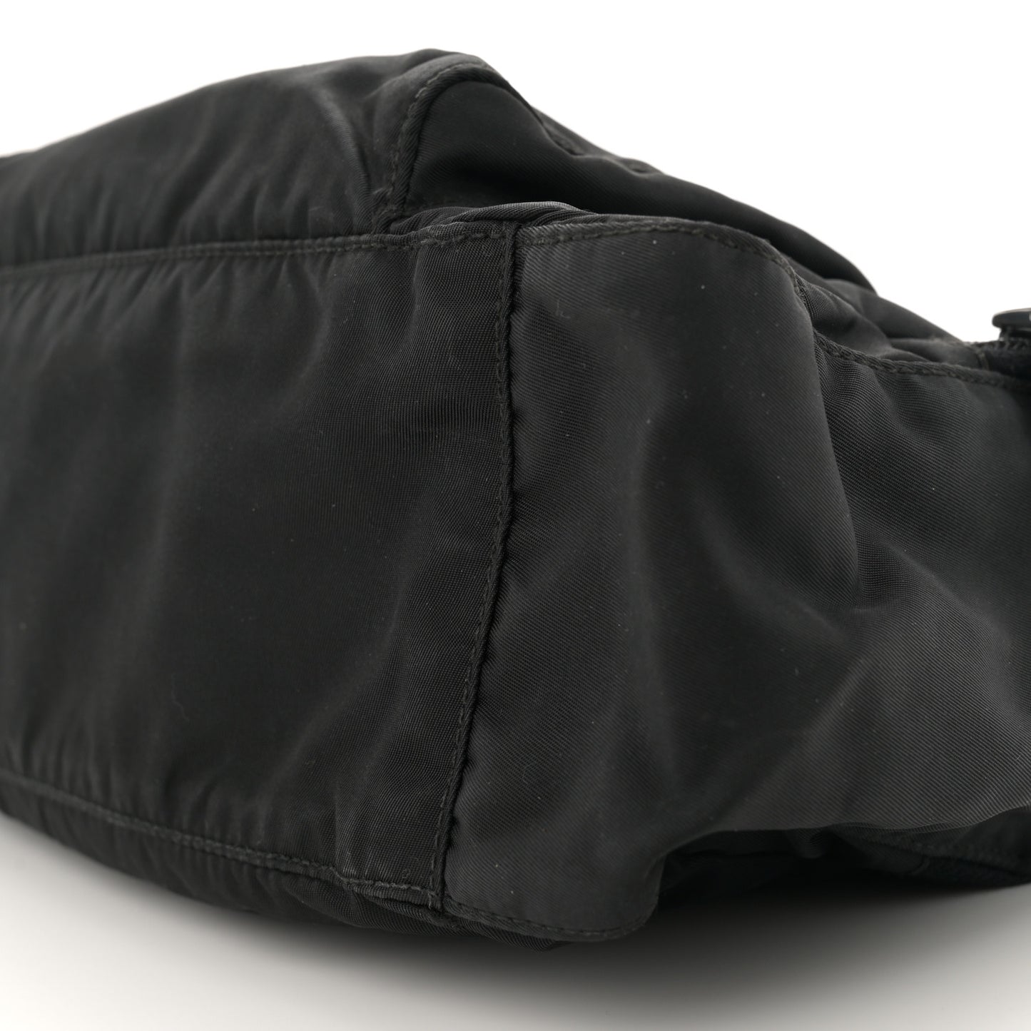 Nylon Vela Saffiano Single Buckle Messenger Shoulder Bag Black