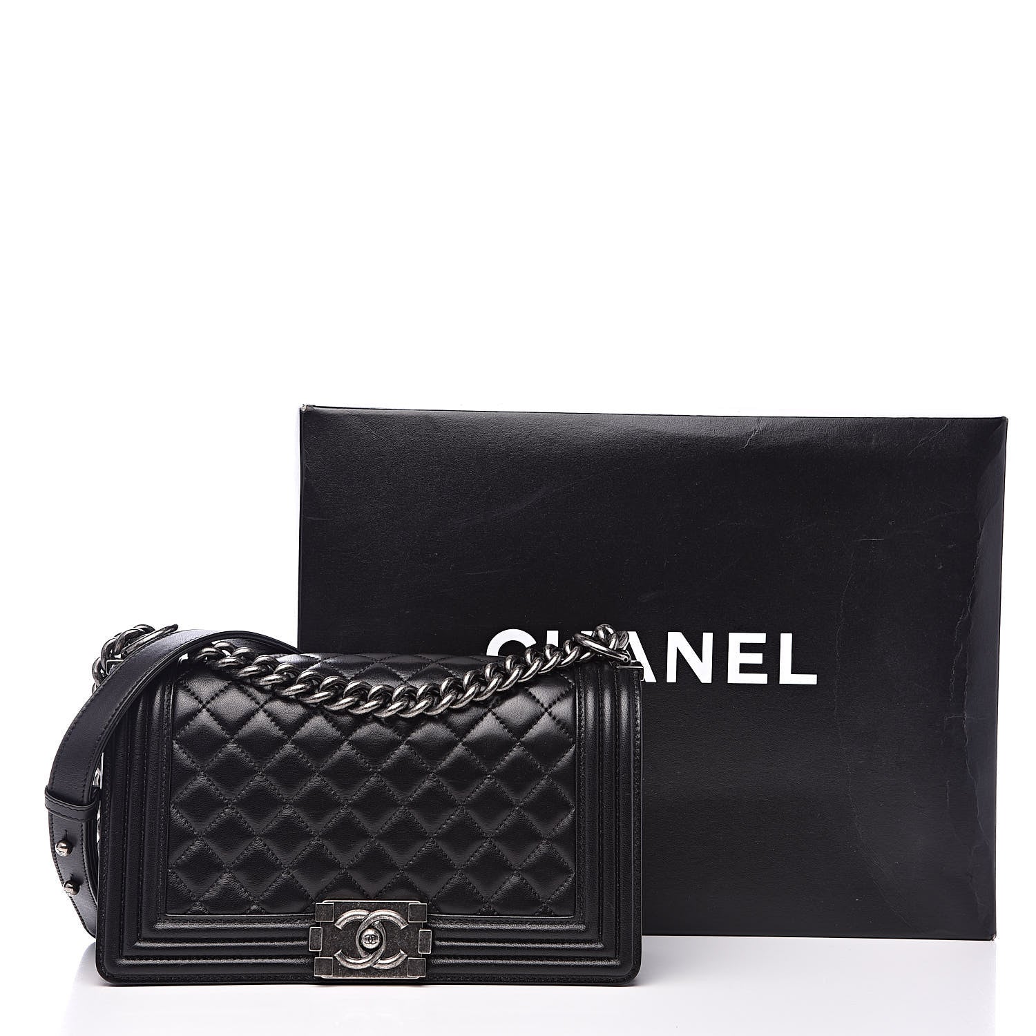 Chanel Lambskin Quilted Medium Boy Flap Black 16 of 16