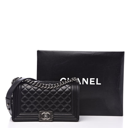 Chanel Lambskin Quilted Medium Boy Flap Black 16 of 16