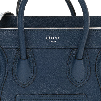 Celine Drummed Calfskin Nano Luggage Petrol 8 of 14