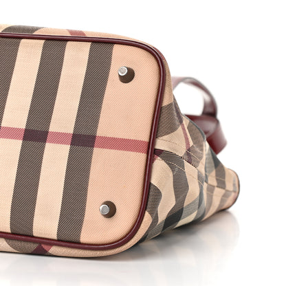 Burberry Patent Nova Check Shopper Tote Berry Red 9 of 9