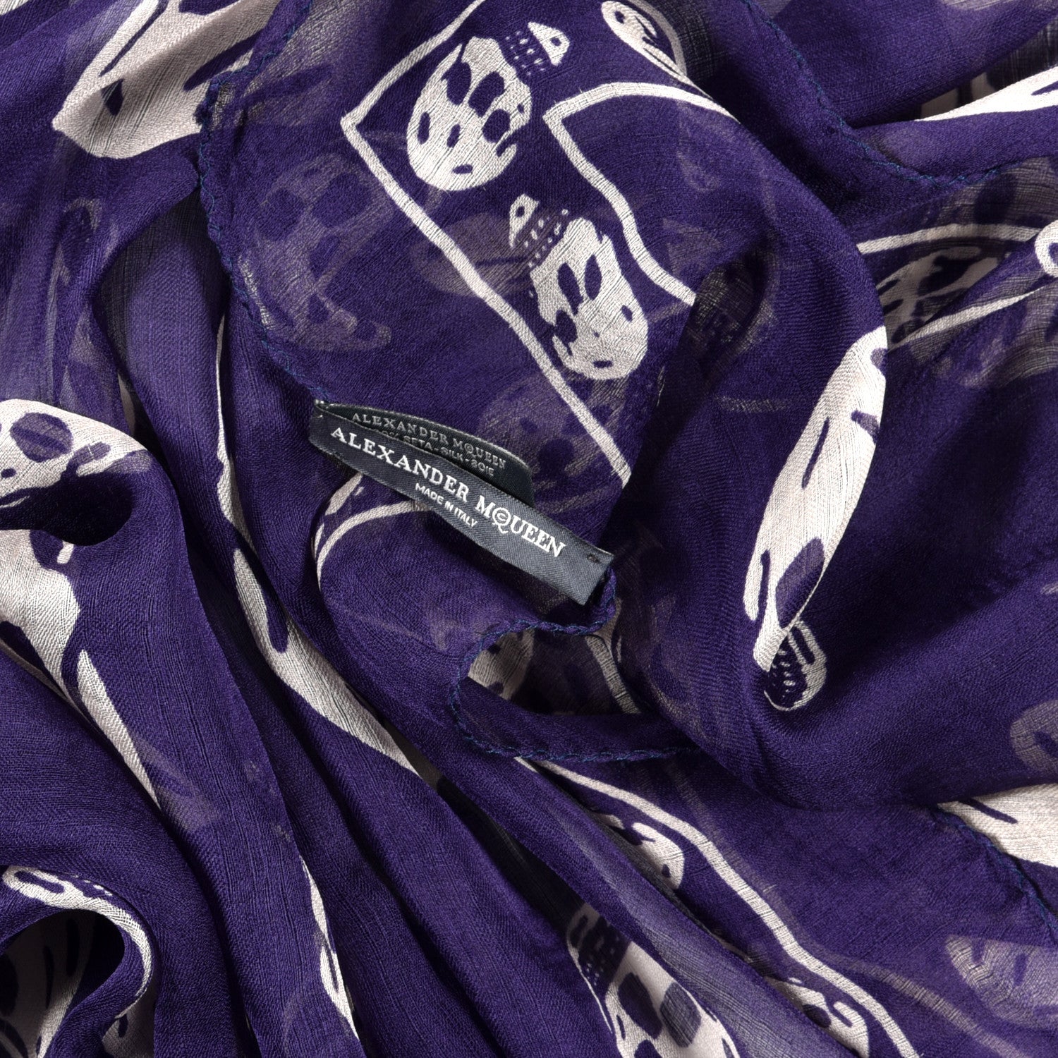 Alexander McQueen Silk Chiffon Skull Scarf Purple White 3 of 3