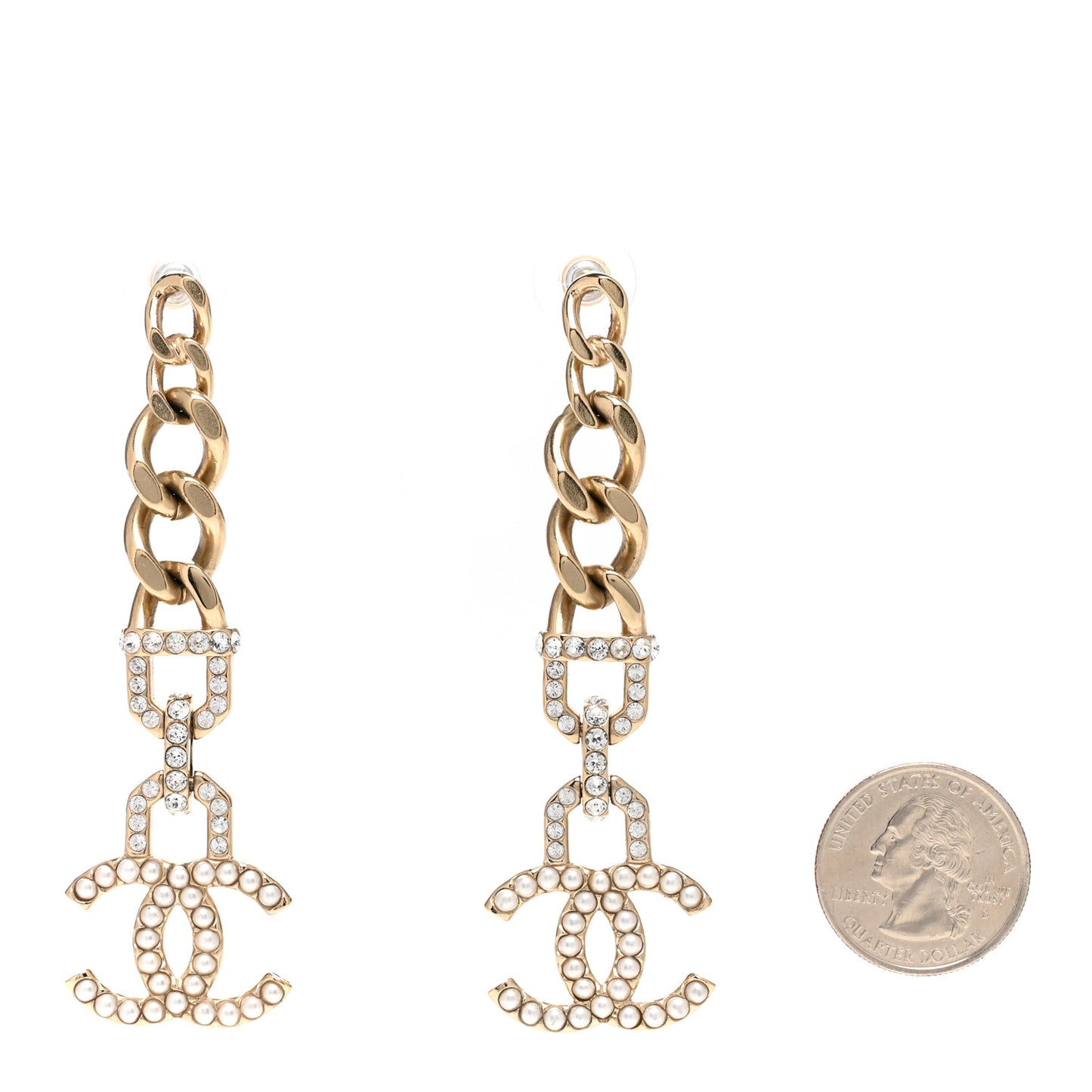 Metal Crystal CC Vendome CC Dangle Earrings Gold