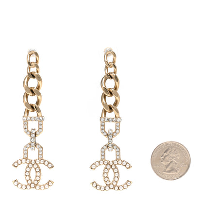 Chanel Metal Crystal CC Vendome CC Dangle Earrings Gold 2 of 5