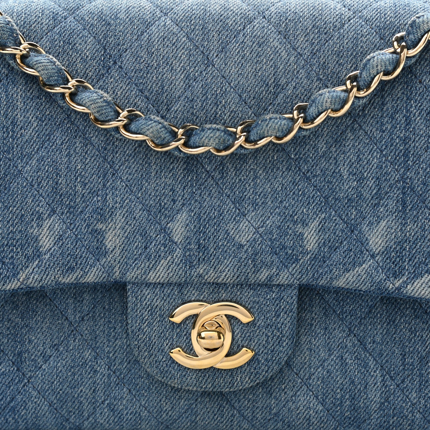Chanel Denim Quilted Medium Double Flap Blue 8 of 10