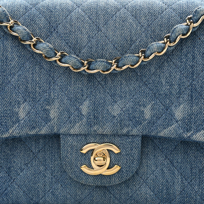 Chanel Denim Quilted Medium Double Flap Blue 8 of 10