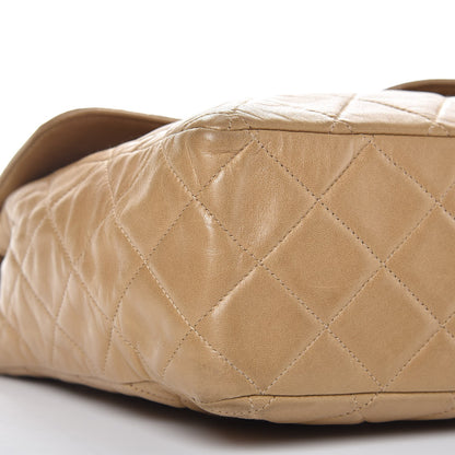 Chanel Lambskin Quilted Jumbo Single Flap Dark Beige 12 of 15