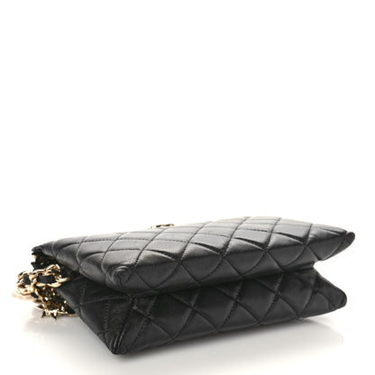 Chanel Lambskin Coco Charms Quilted Pouch Bag Black 4 of 9