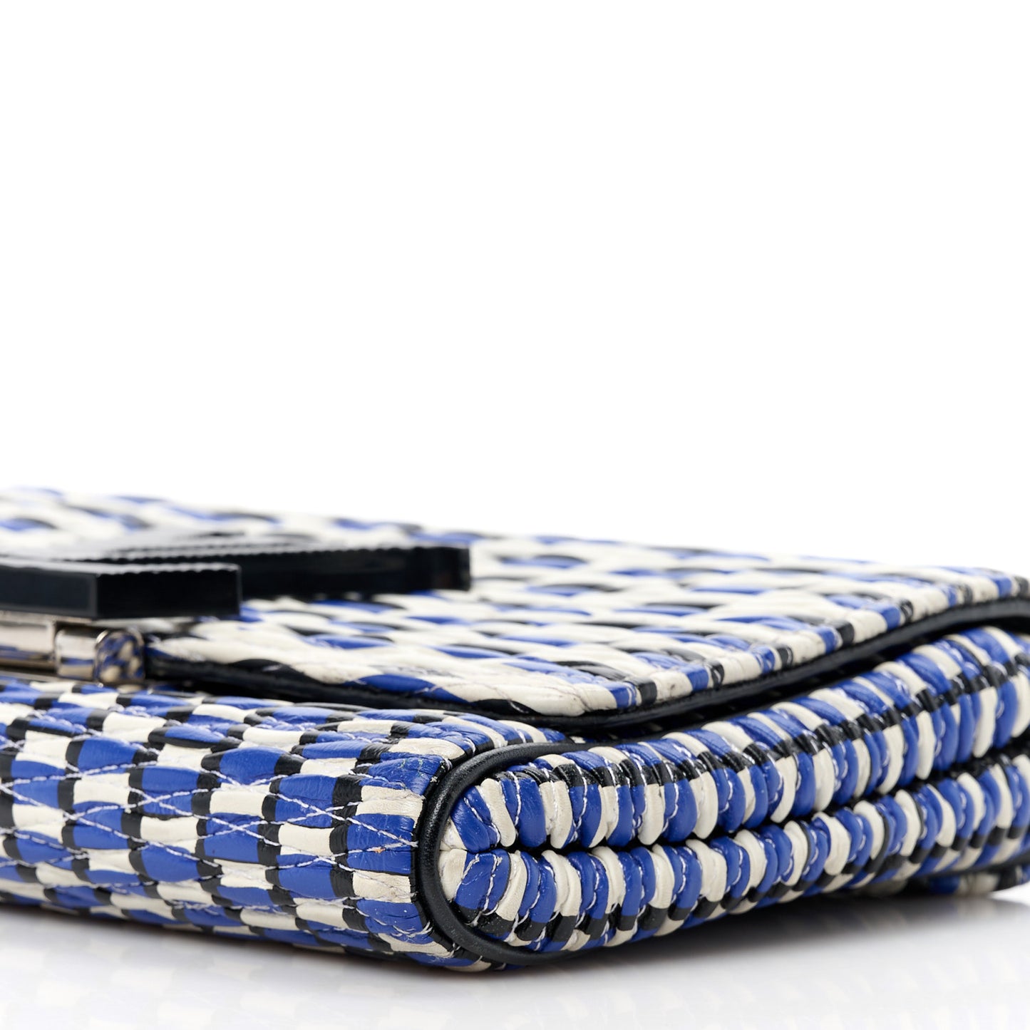 Calfskin Epi Smock Louise MM Chain Clutch Blue White Black