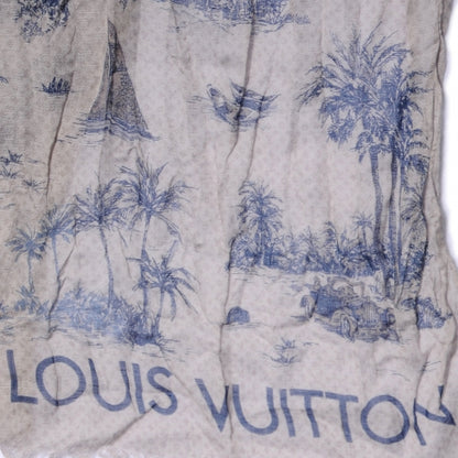 Louis Vuitton Cotton Linen Toile Etole De Louis Pareo Blue 5 of 7