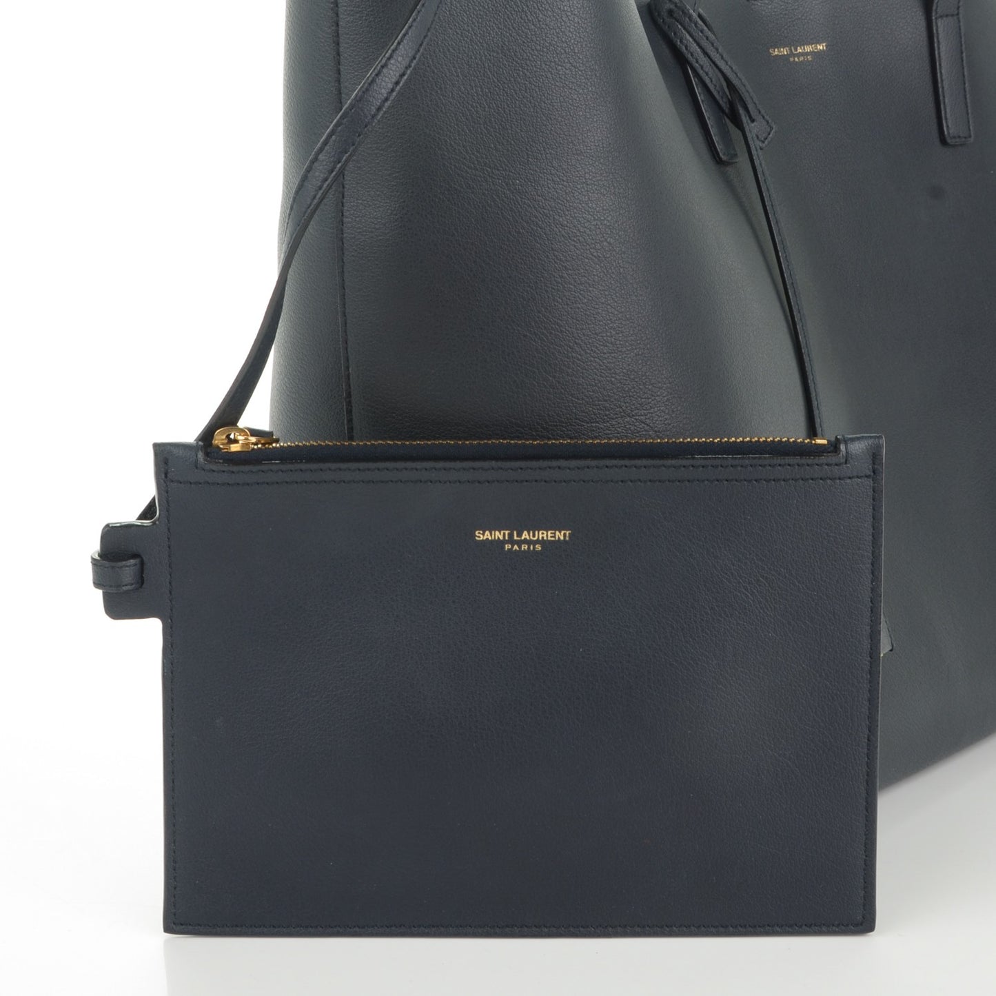 Calfskin Large Shopping Tote Navy Blue