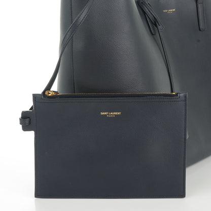 Saint Laurent Calfskin Large Shopping Tote Navy Blue 8 of 8