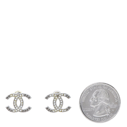 Chanel Crystal CC Earrings Silver 2 of 8