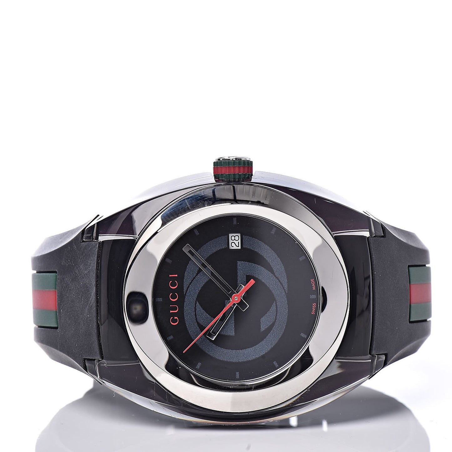 Stainless Steel Rubber 46mm Sync Web Quartz Watch Black