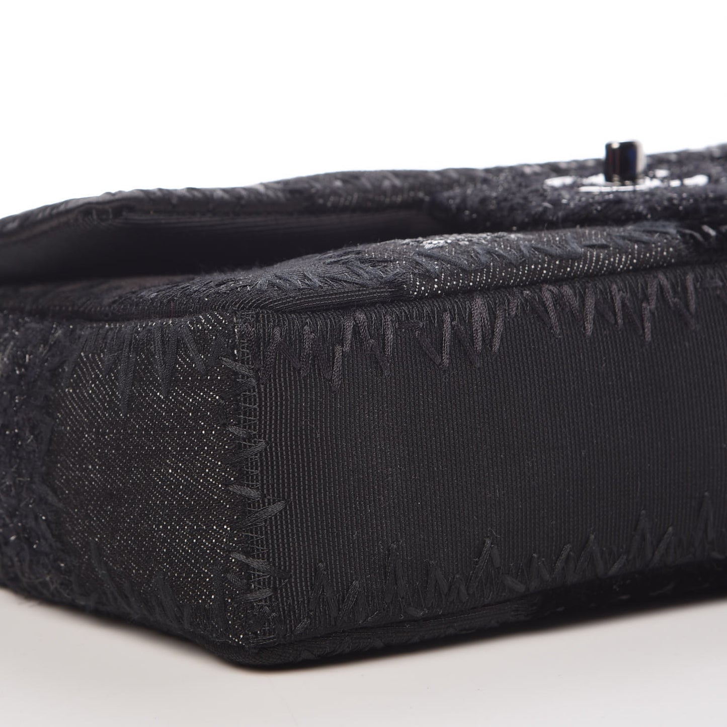 Tweed Patchwork Medium Single Flap Black