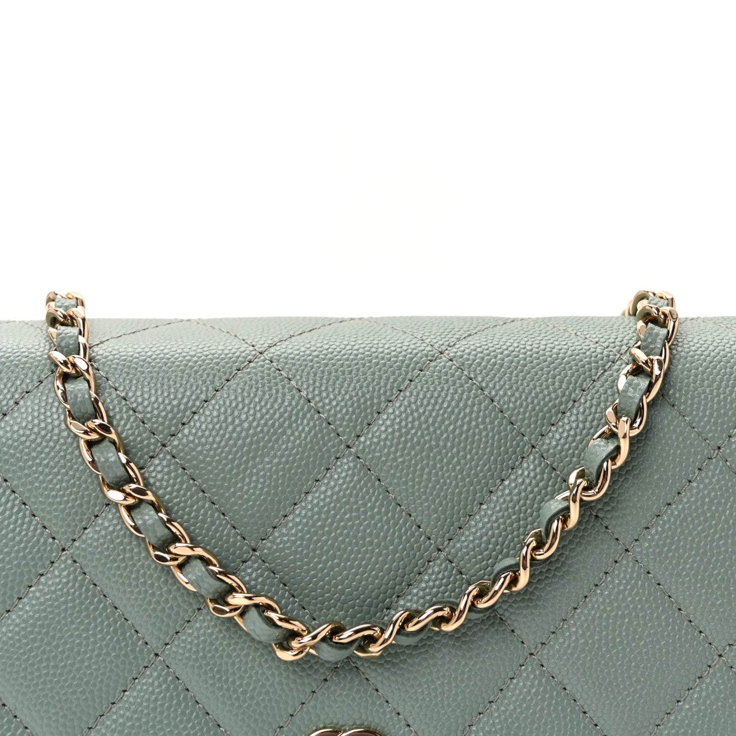 Chanel Caviar Quilted Wallet on Chain WOC Light Blue 9 of 11