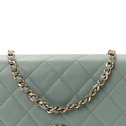 Chanel Caviar Quilted Wallet on Chain WOC Light Blue 9 of 11