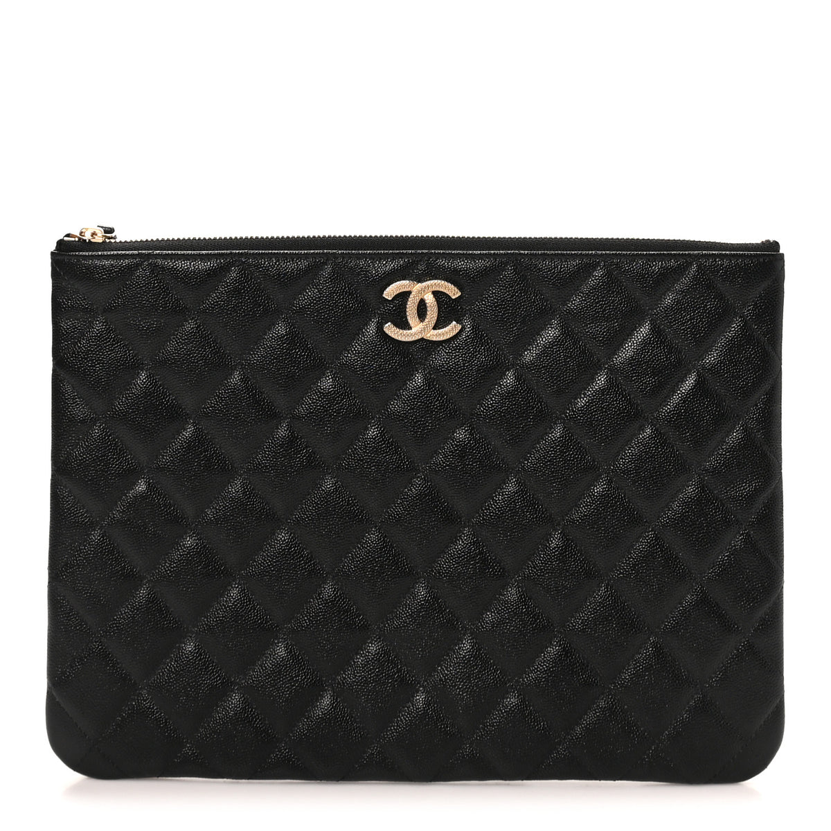 Caviar Quilted Studded CC Medium Cosmetic Case Black