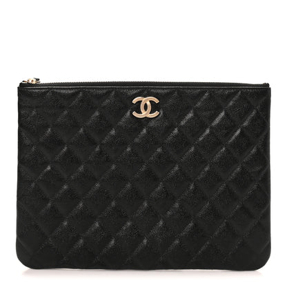 Chanel Caviar Quilted Studded CC Medium Cosmetic Case Black 1 of 9