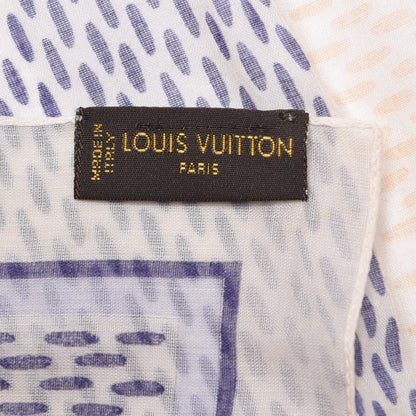 Louis Vuitton Cotton Damier Azur Square Bandana Scarf 4 of 4