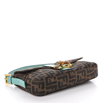 Fendi Zucca Crystal Flower Baguette Tobacco Turquoise 4 of 10