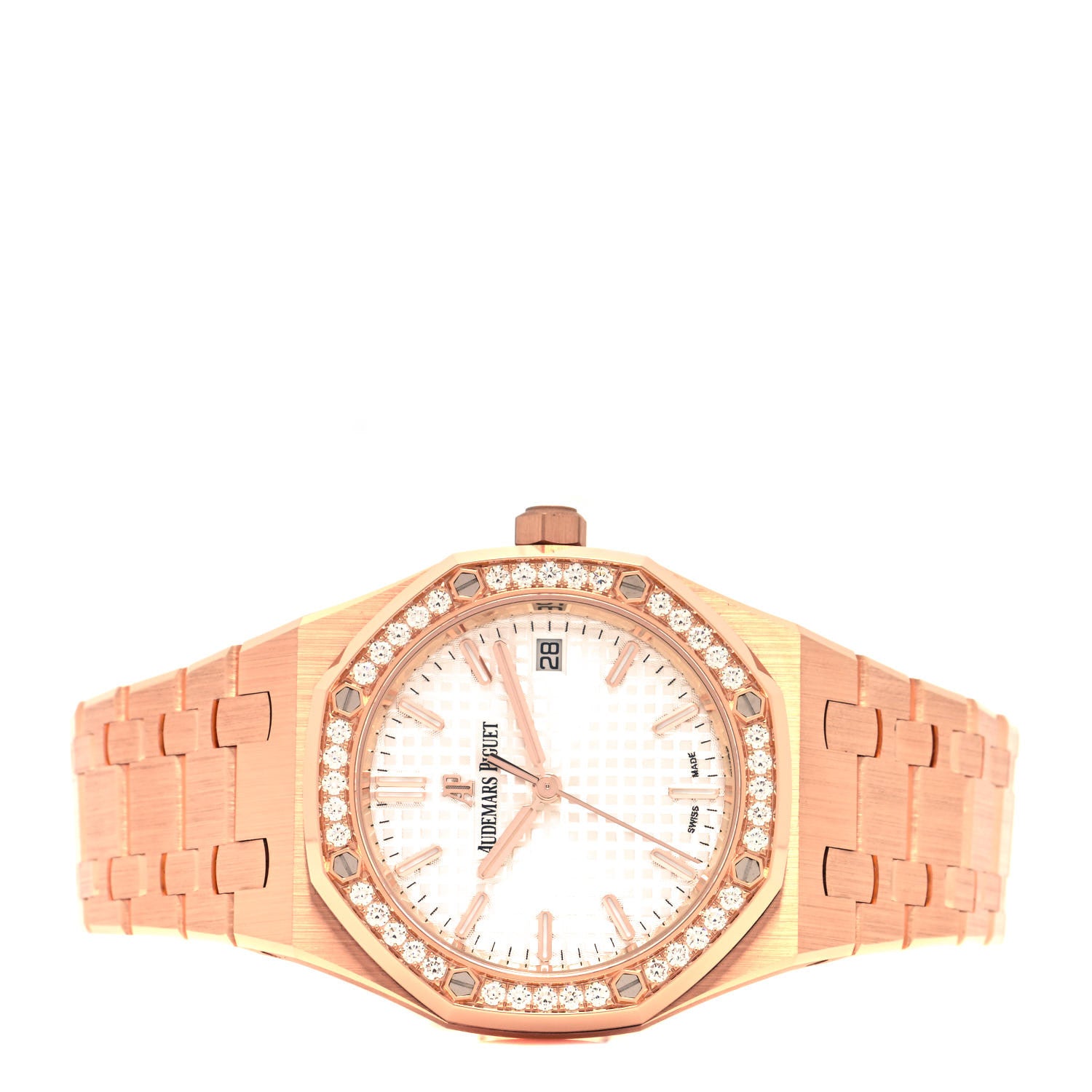 Audemars Piguet 18K Rose Gold Diamond 34mm Royal Oak Automatic Watch 77351OR.ZZ.1261OR.01 2 of 5