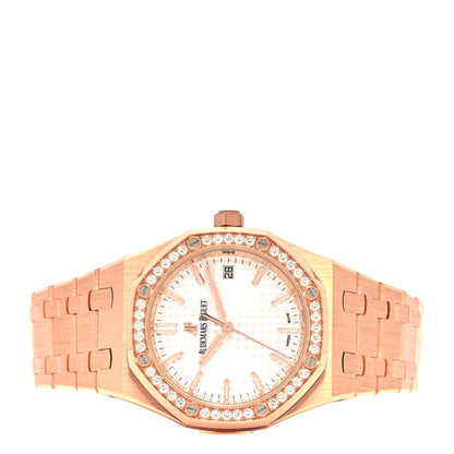 Audemars Piguet 18K Rose Gold Diamond 34mm Royal Oak Automatic Watch 77351OR.ZZ.1261OR.01 2 of 5