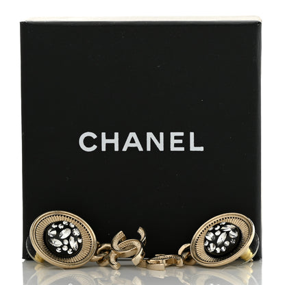 Chanel Crystal Bead CC Drop Earrings Light Gold 5 of 5