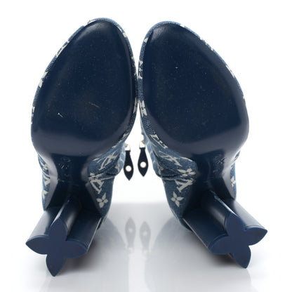 Louis Vuitton Denim Monogram Silhouette Ankle Boots 39 Navy Blue 5 of 8