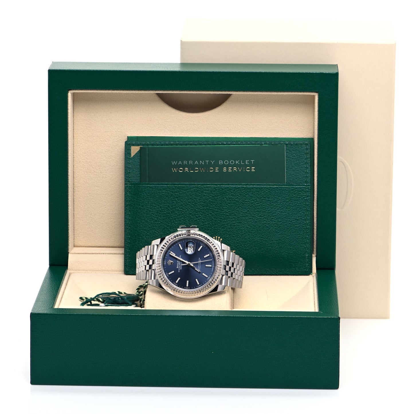 Stainless Steel 18K White Gold 41mm Oyster Perpetual Datejust Watch Bright Blue 126334