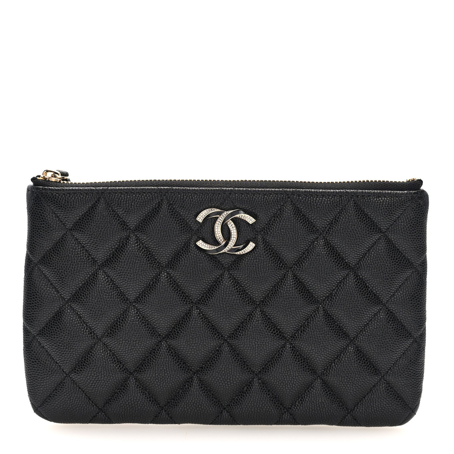 Chanel Caviar Quilted Crystal Enamel Cosmetic Case Black 1 of 7