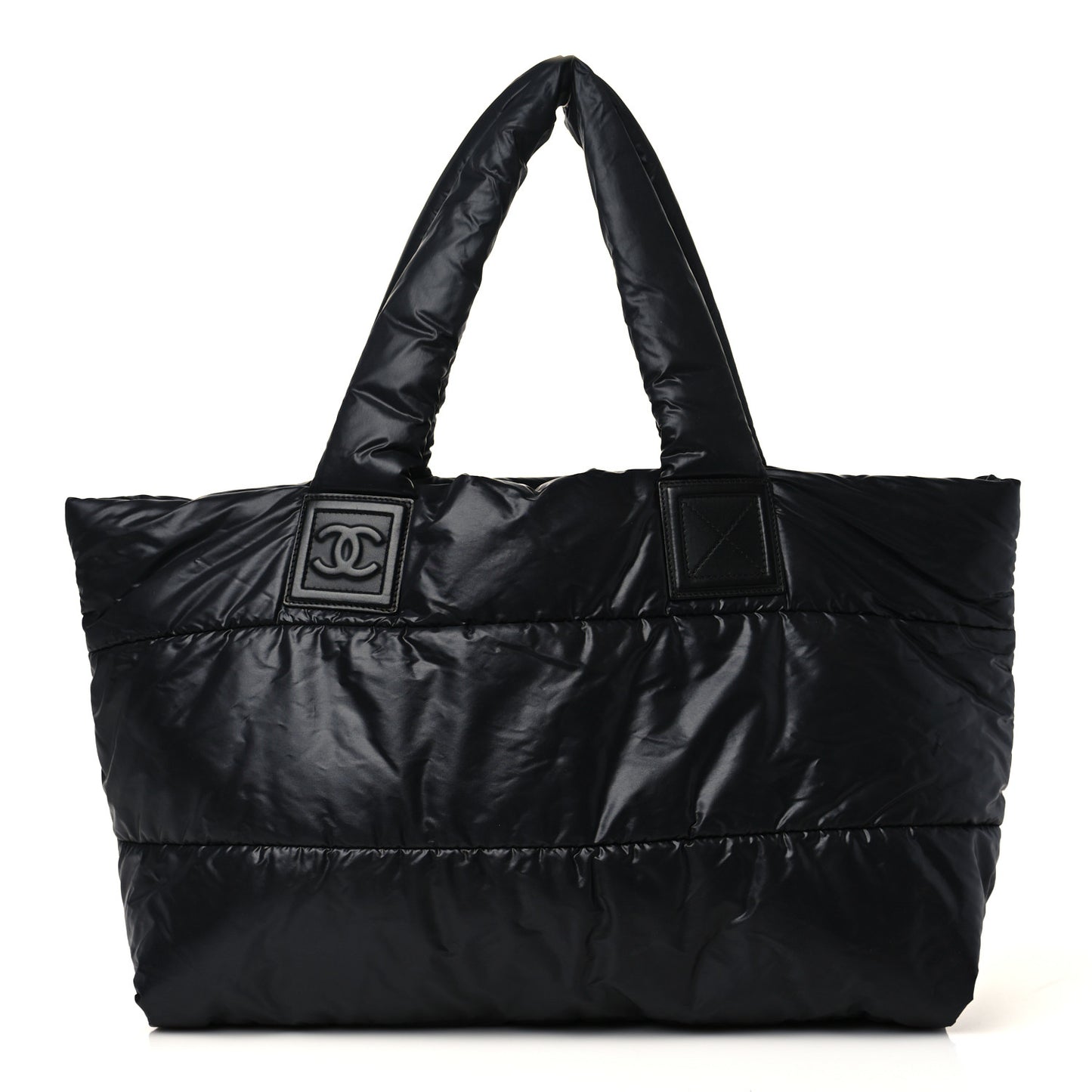 Nylon Quilted Medium Coco Cocoon Reversible Tote Black