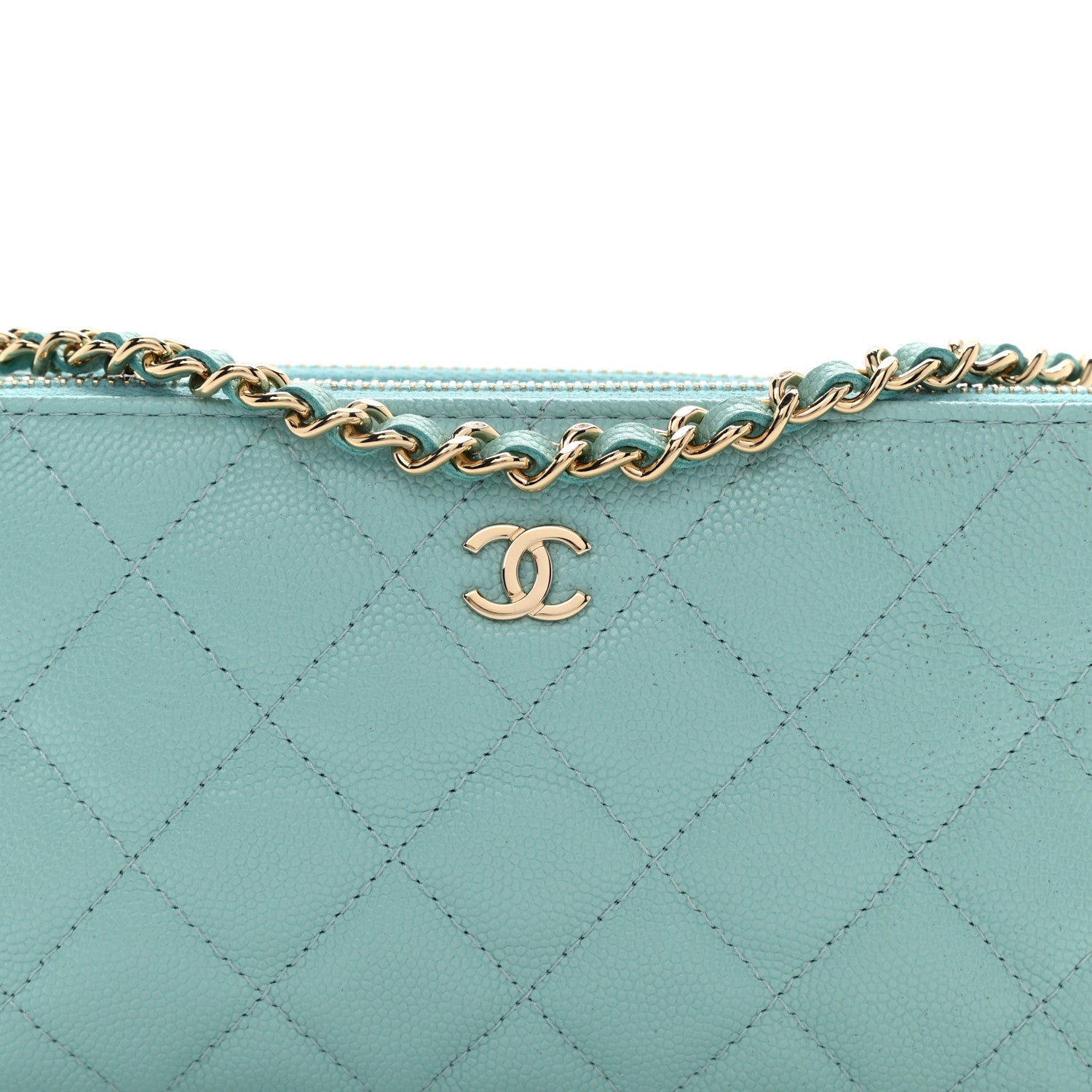 Chanel Caviar Quilted Small Clutch With Chain Light Blue 10 of 14