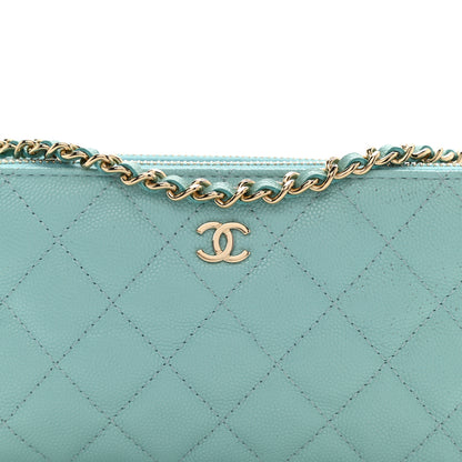 Chanel Caviar Quilted Small Clutch With Chain Light Blue 10 of 14