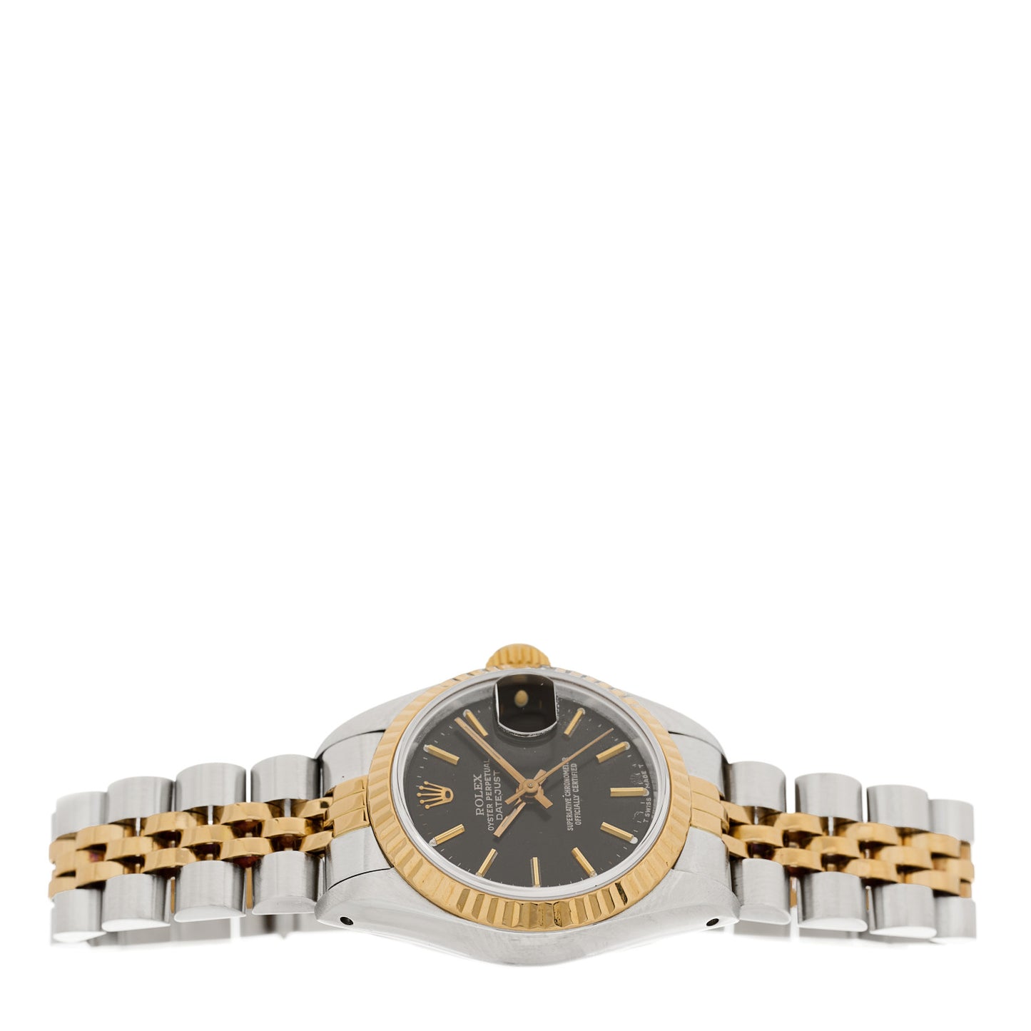 Stainless Steel 18K Yellow Gold 26mm Oyster Perpetual Datejust Watch Black 69173