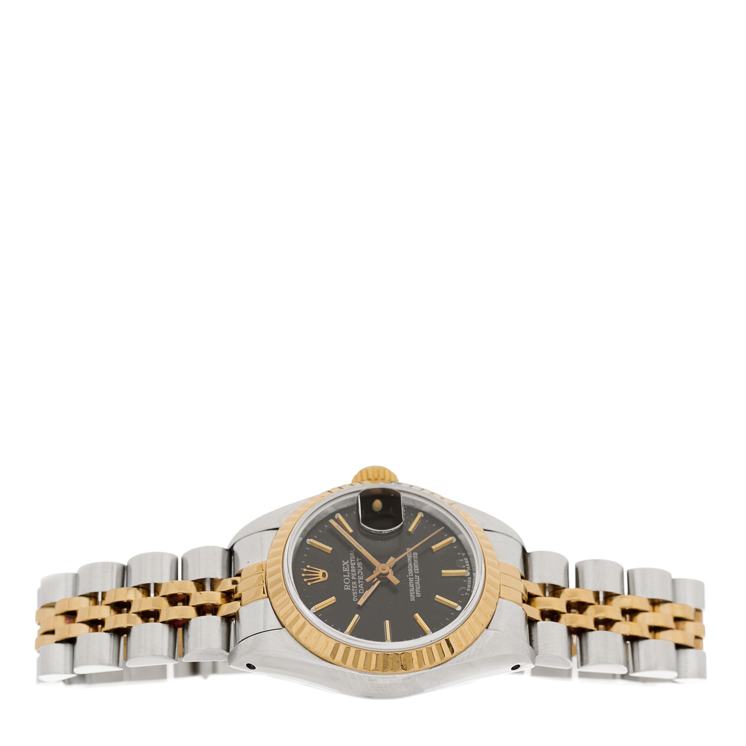 Rolex Stainless Steel 18K Yellow Gold 26mm Oyster Perpetual Datejust Watch Black 69173 2 of 4