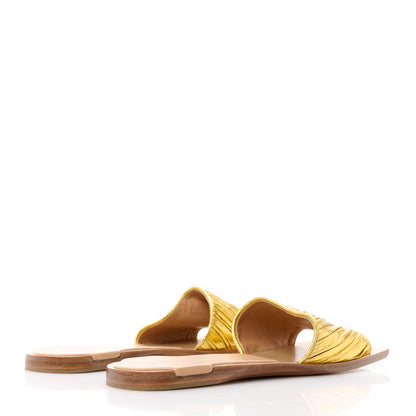 Bottega Veneta Nappa Pleated Squared Toe Flat Sandals 41 Gold 4 of 9
