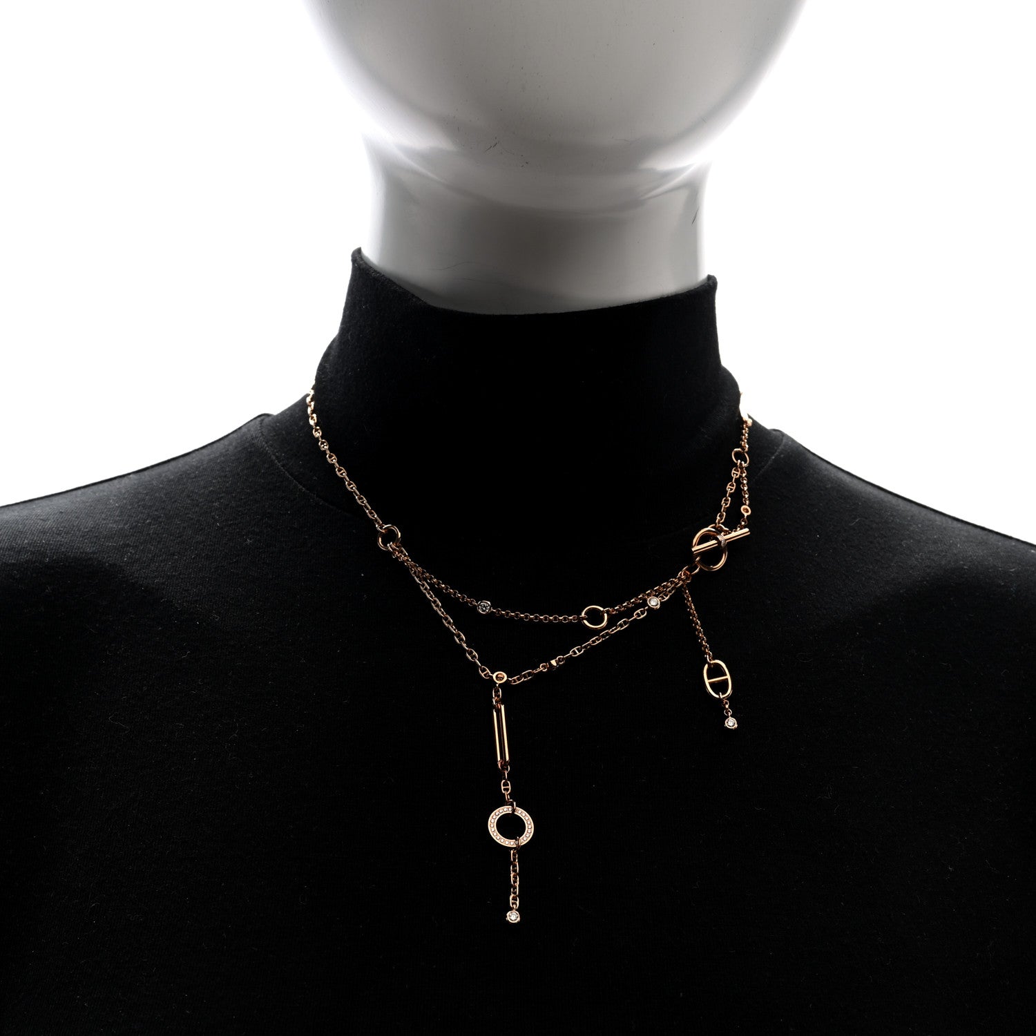 Hermes 18K Rose Gold Diamond Chaine d'Ancre Chaos Necklace 3 of 10