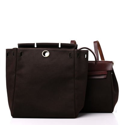 Hermes Toile Vache Calfskin Herbag 30 PM Backpack Havane 4 of 22
