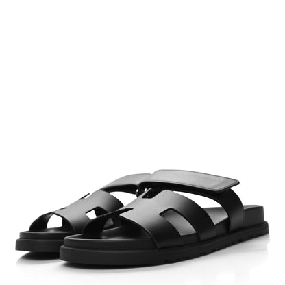 Hermes Calfskin Womens Chypre Sandals 37 Black 3 of 9
