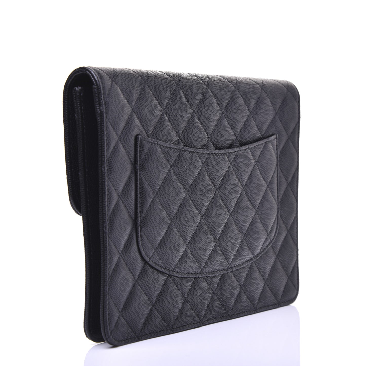 Caviar Quilted Square Flap Clutch Black