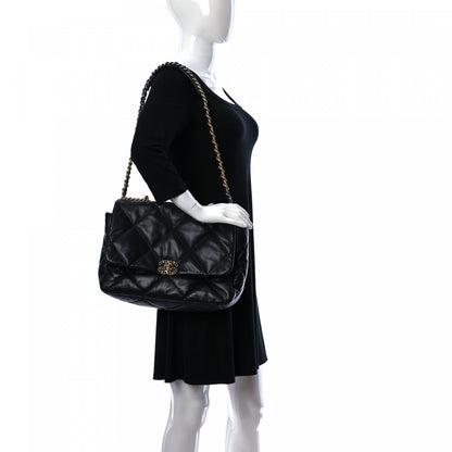 Chanel Goatskin Quilted Maxi Chanel 19 Flap Black 2 of 12